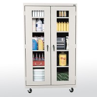 transport mobile clear view storage cabinet